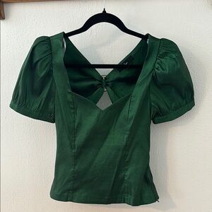 Elegant Green Puff Sleeve Top